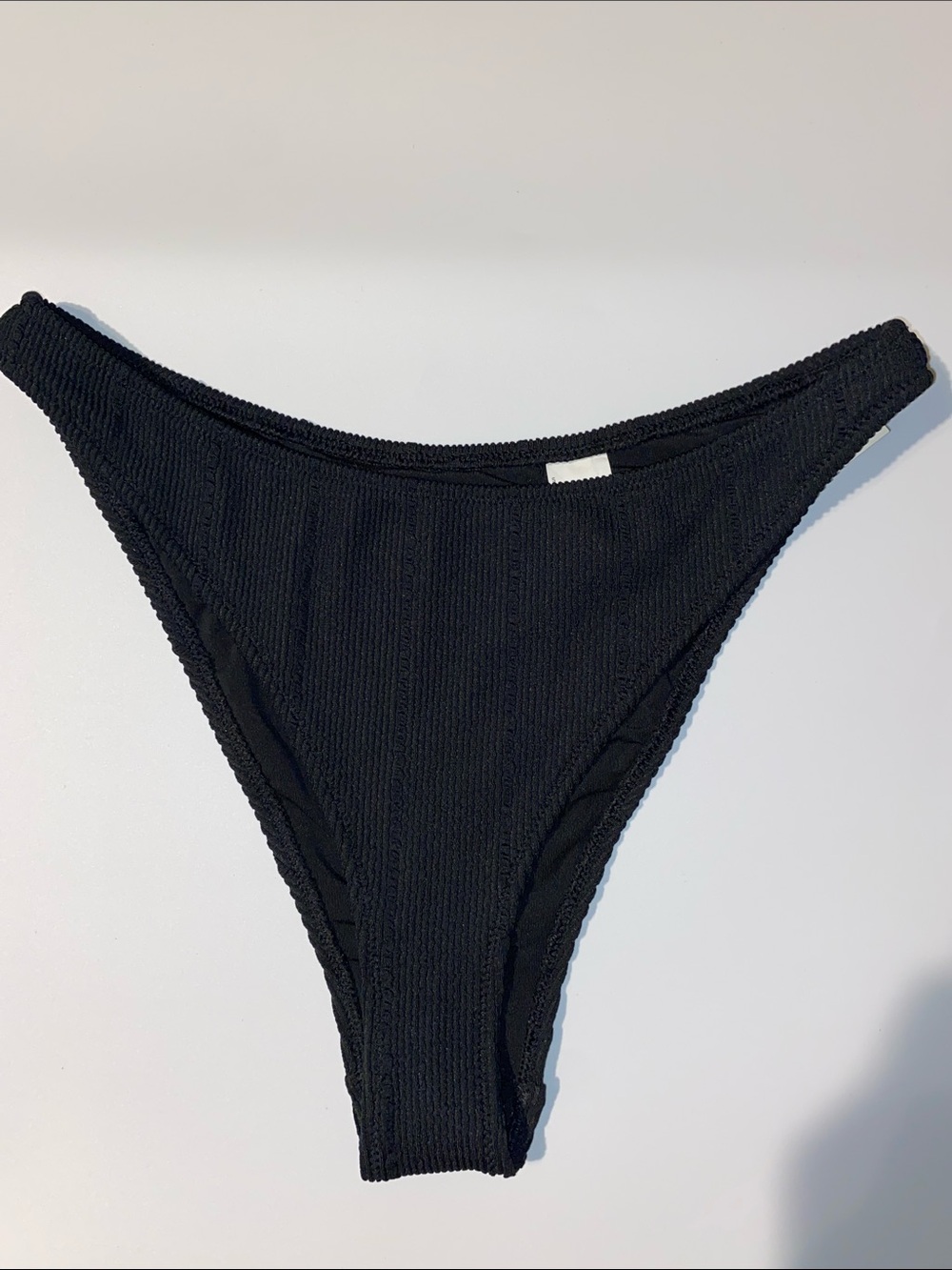 aerie Black Ribbed High-Cut cheeky Bikini Bottoms size small